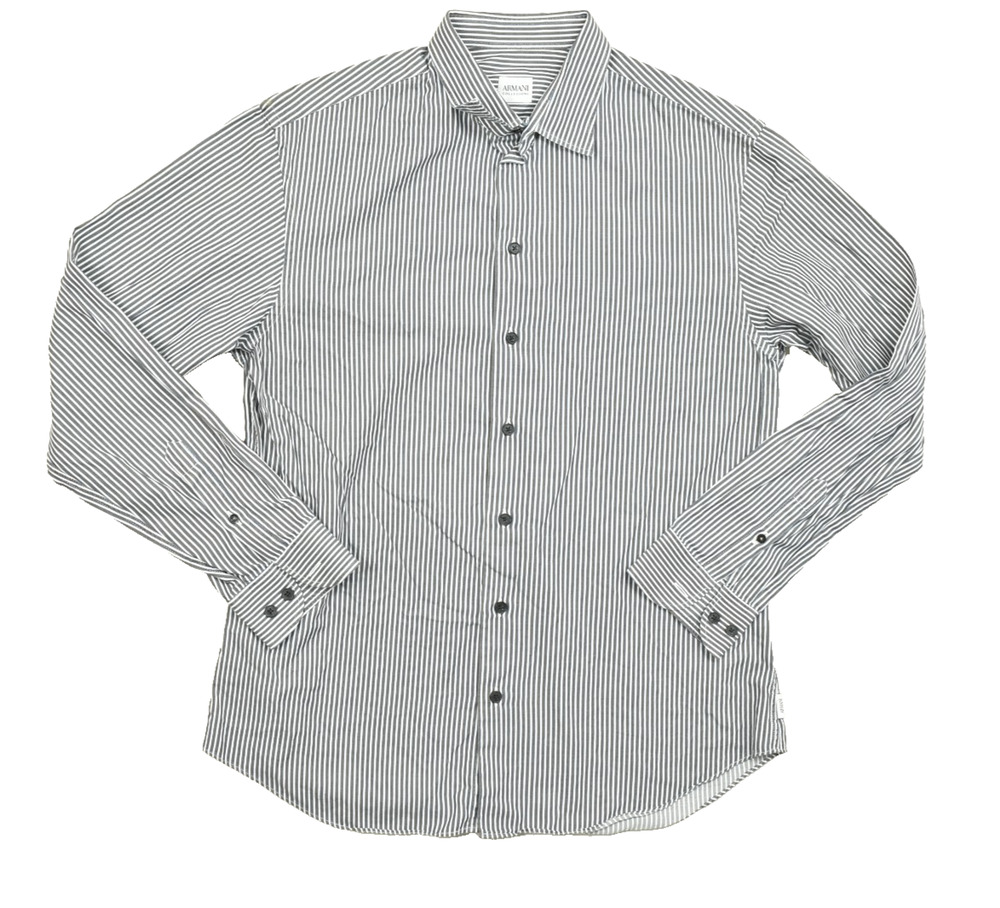 Armani Collezioni Men's Stripe Button Down Shirt Regular Size L Cotton